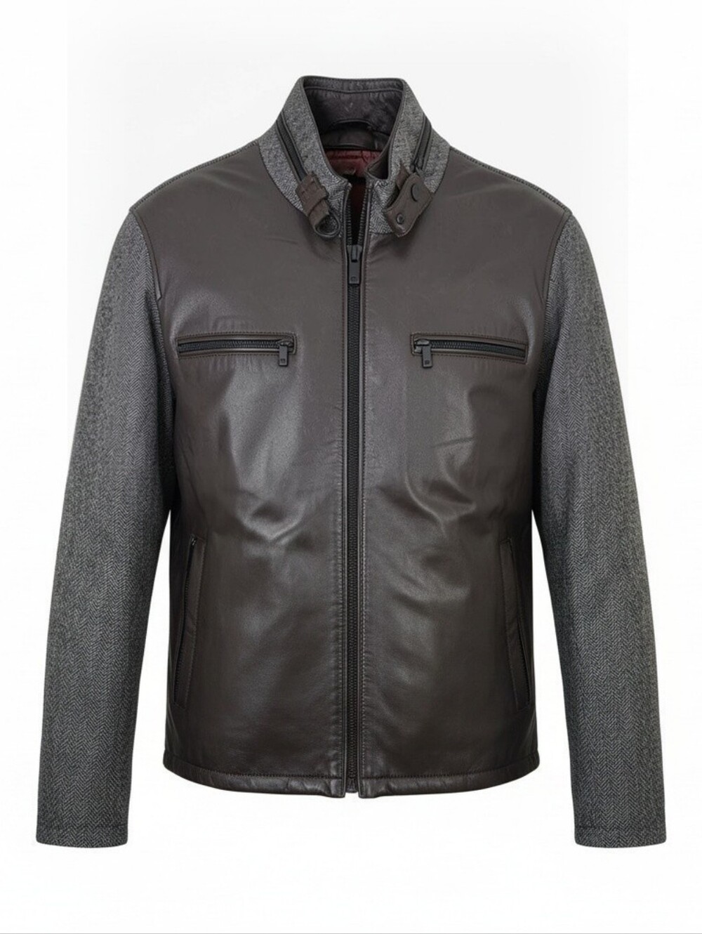 Bugatti Men's Mixed Media Lambskin Leather & Tweed Jacket Size 44 or XL